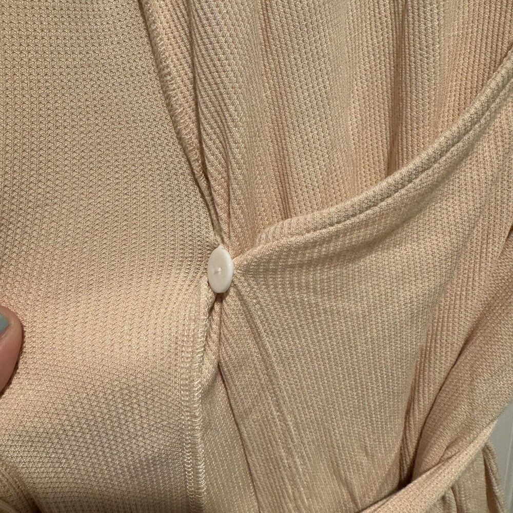 Caden Lane Waffle Bamboo Knit Maternity Robe Oatmeal One Size - Picture 6 of 8